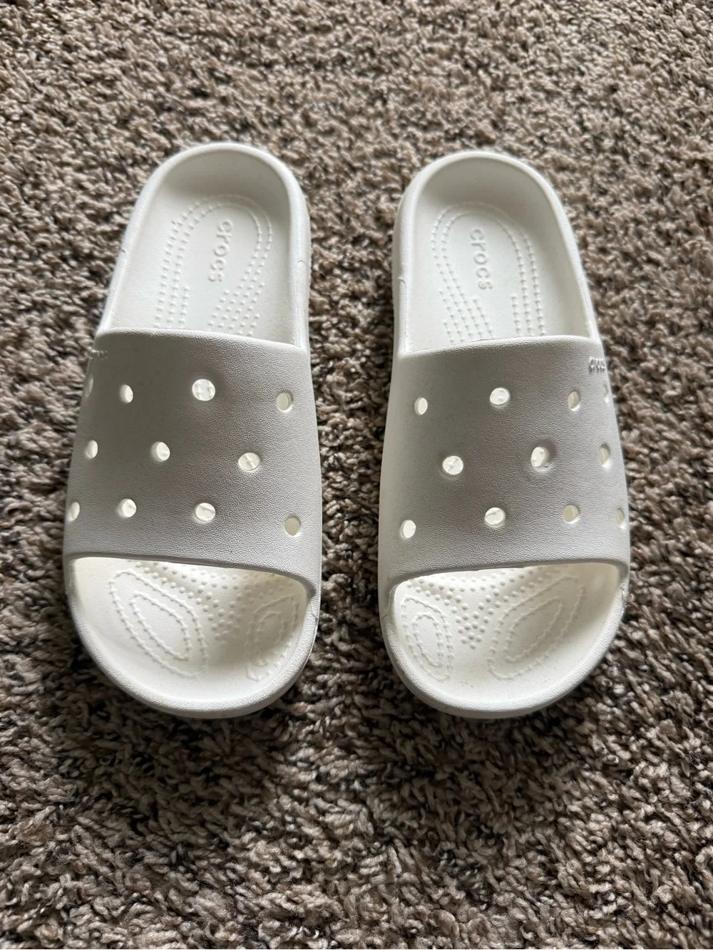 CROCS White Kids Slide Sandals with Vent Holes